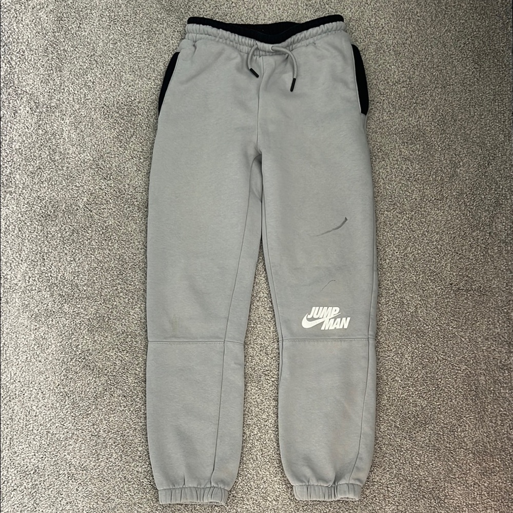 Jordan Gray Sweatpants with Black Stripes and Elastic Cuffs